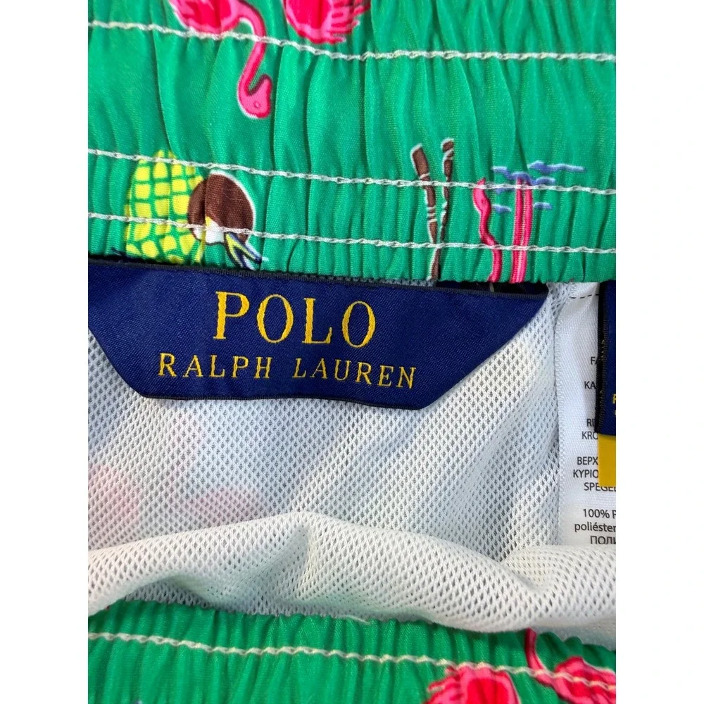 Polo Ralph Lauren Mens Green Tropical Flamingo Swim Trunks 1XB NWT 711777325001